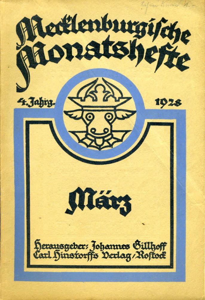   Mecklenburgische Monatshefte. Jg. 4 (nur) Heft 3, März 1928. 