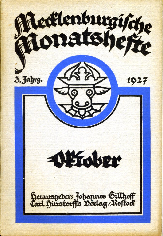   Mecklenburgische Monatshefte. Jg. 3 (nur) Heft 10, Oktober 1927. 
