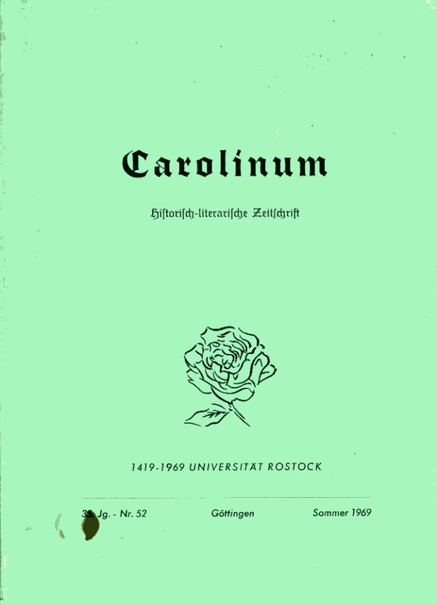 Piehler, Gustav Heinrich (Hrsg.):  Carolinum. Historisch-literarische Zeitschrift Nr. 52. Sommer 1969. 