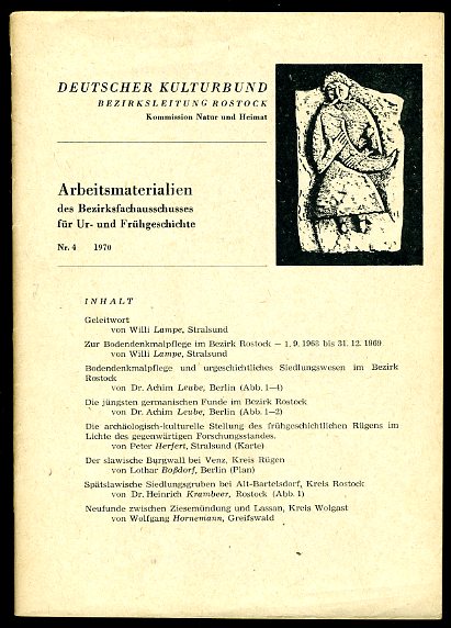 Lampe, Willi:  Arbeitsmaterialien des Bezirksfachausschusses für Ur- und Frühgeschichte Nr. 4. 1970. 