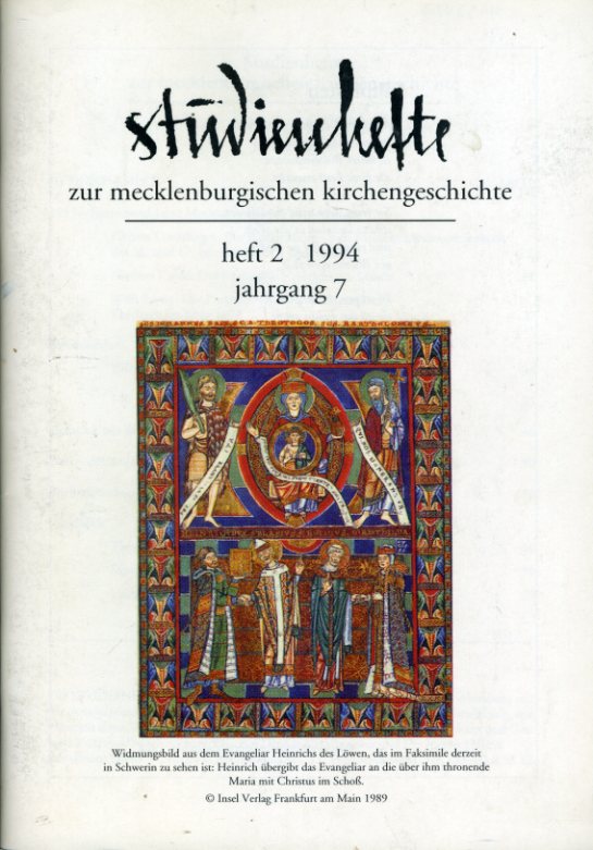 Hebert, Jürgen (Hrsg.):  Studienhefte zur mecklenburgischen Kirchengeschichte Jg. 7 (nur) Heft 2. 