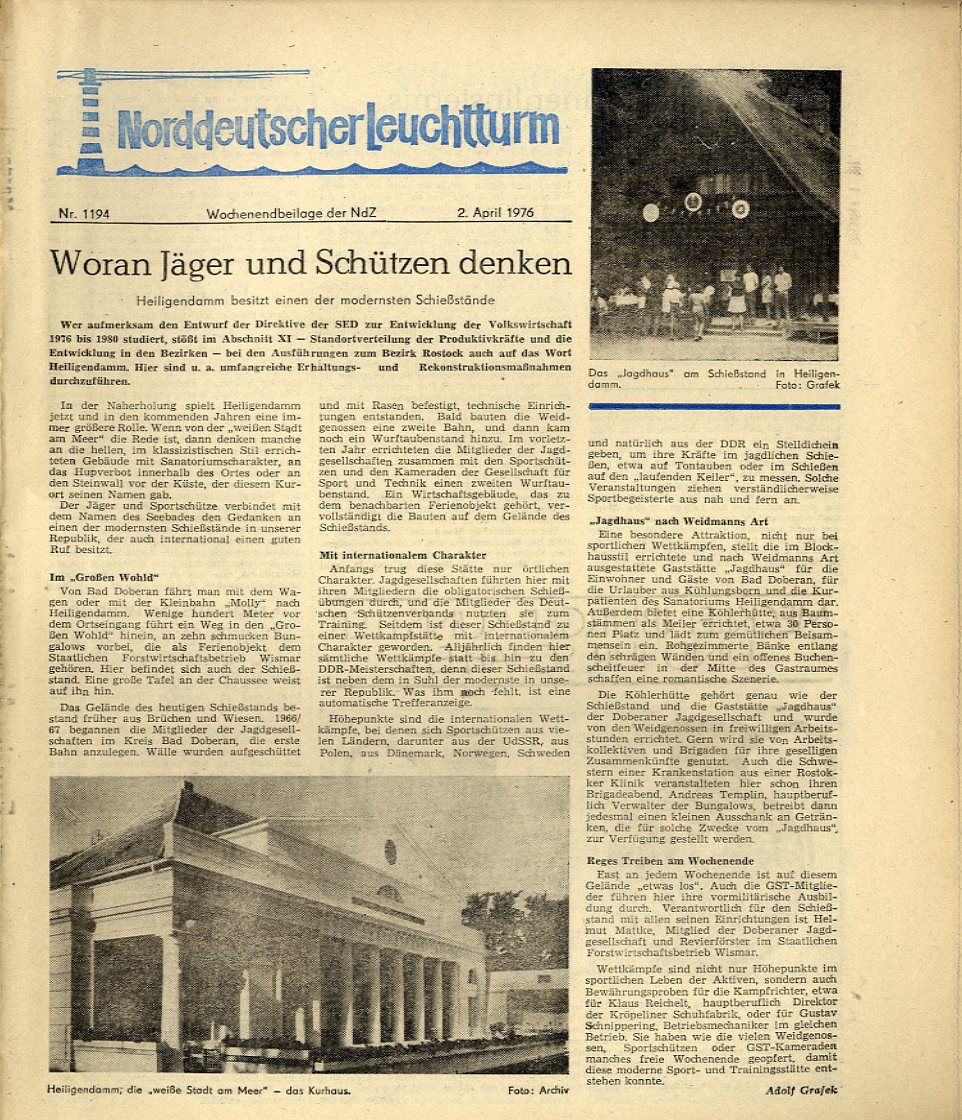   Norddeutscher Leuchtturm 1194. Wochenendbeilage der Norddeutschen Zeitung vom 02.04.1976. 