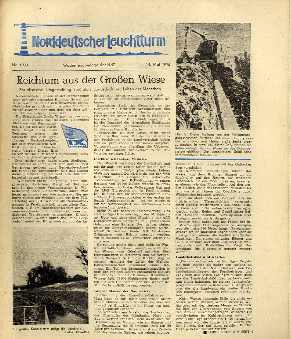   Norddeutscher Leuchtturm 1200. Wochenendbeilage der Norddeutschen Zeitung vom 14.05.1976. 