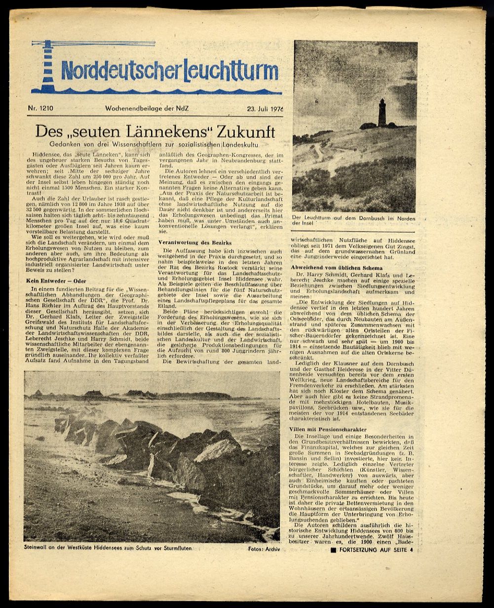   Norddeutscher Leuchtturm 1210. Wochenendbeilage der Norddeutschen Zeitung vom 23.07.1976. 