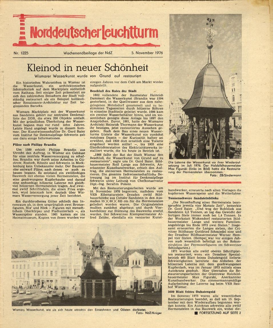   Norddeutscher Leuchtturm 1225. Wochenendbeilage der Norddeutschen Zeitung vom 05.11.1976. 