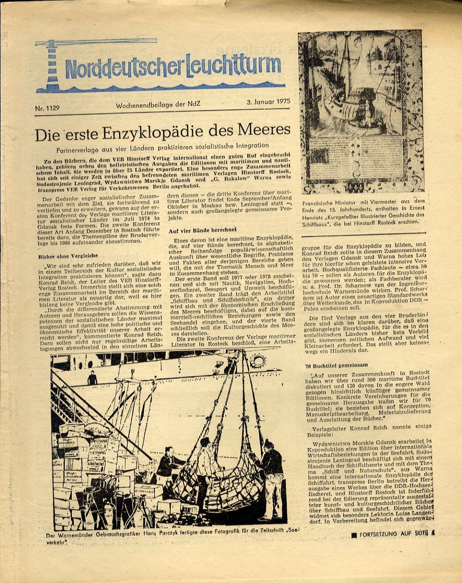   Norddeutscher Leuchtturm 1129. Wochenendbeilage der Norddeutschen Zeitung vom 03.01.1975. 