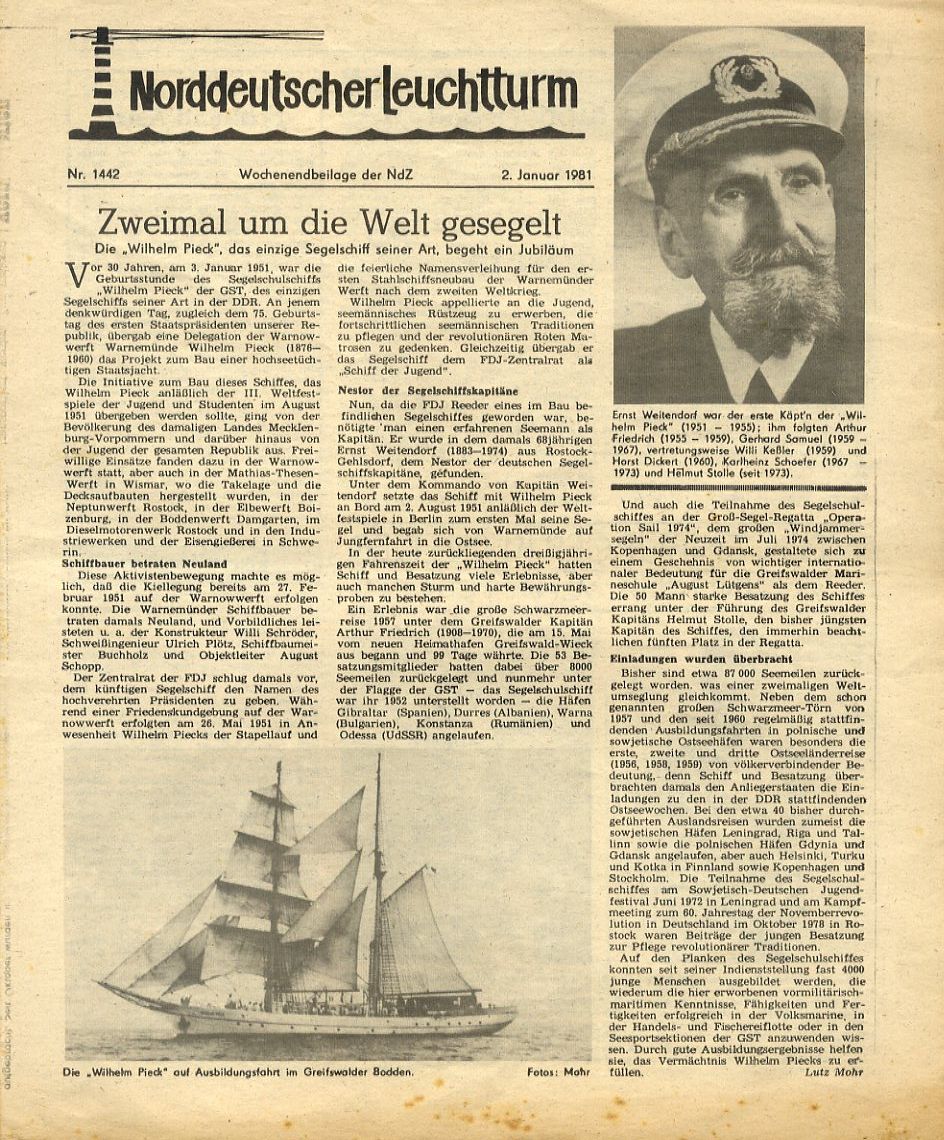   Norddeutscher Leuchtturm 1442. Wochenendbeilage der Norddeutschen Zeitung vom 02.01.1981. 