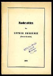 Hermann, Rudolf (Hrsg.):  Nachrichten der Luther-Akademie Sondershausen. 