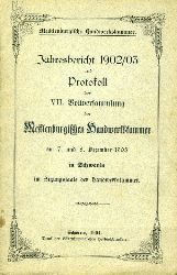   Mecklenburgische Handwerkskammer. Jahresbericht 1902/03 und Protokoll der 7. Vollversammlung der Mecklenburgischen Handwerkskammer am 7. und 8. Dezember 1903 in Schwerin im Sitzungssaale der Handwerkskammer. 