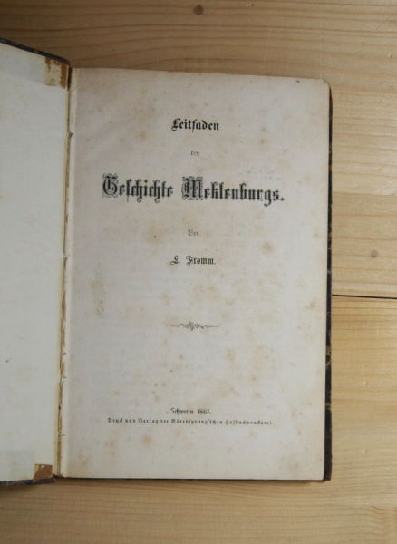 Fromm, L.  Leitfaden der Geschichte Meklenburgs. 