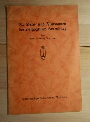 Wegemann, Georg  DieOrts- und Flurnamen des Herzogtums Lauenburg. 