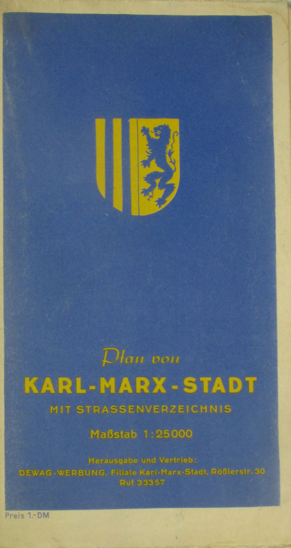   Plan von Karl-Marx-Stadt mit Straßenverzeichnis 
