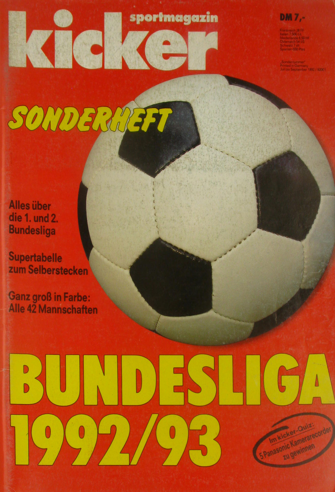 Autorenkollektiv:  Kicker Sonderheft Bundesliga 1992/93 