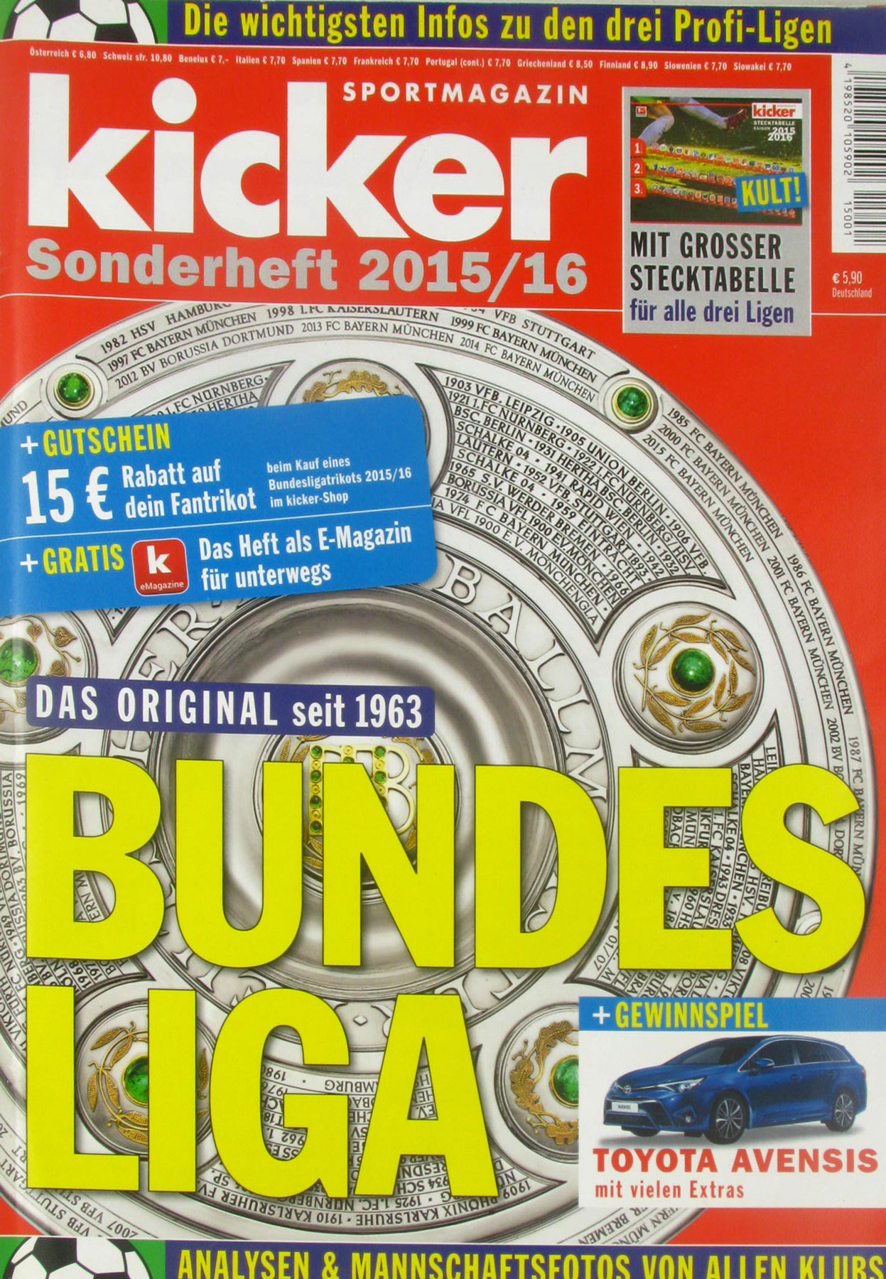 Autorenkollektiv:  Kicker Sonderheft Bundesliga 2015/16 