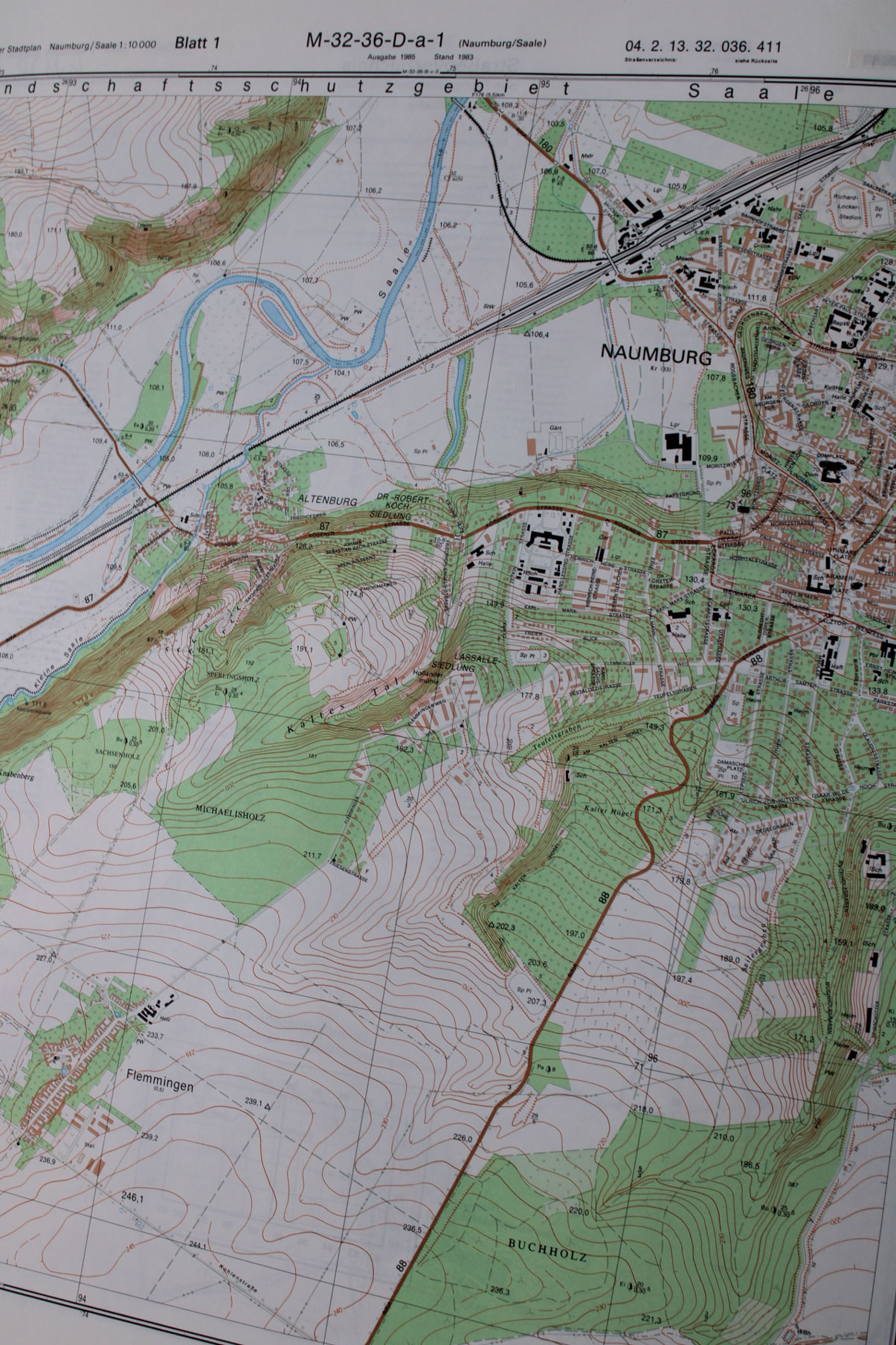   Topographischer Stadtplan Naumburg/Saale Blatt 1 (M-32-36-D-a-1) 1985 / Bezirk Halle 