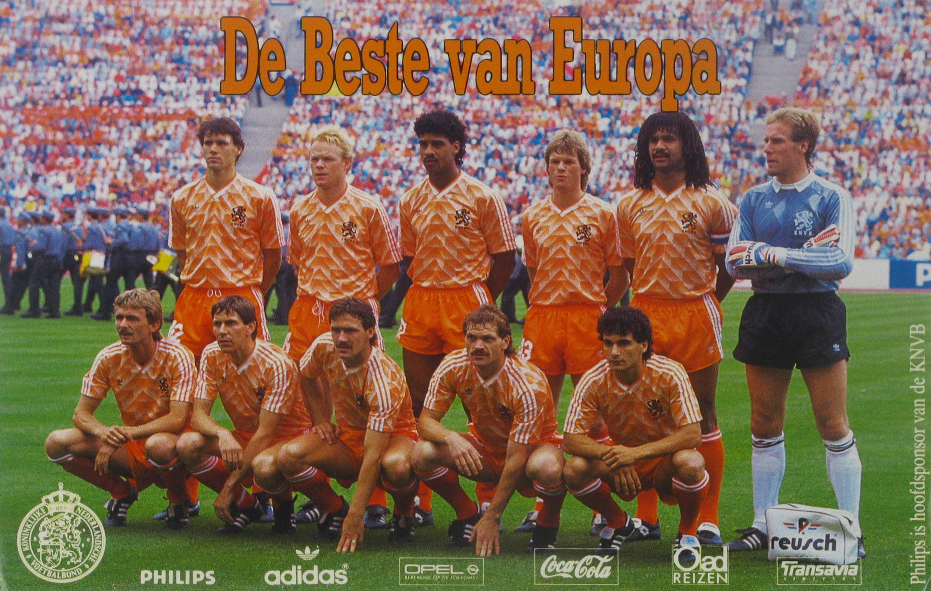   Mannschaftskarte De Beste van Europa. Fußballnationalmannschaft Niederlande 1988. 