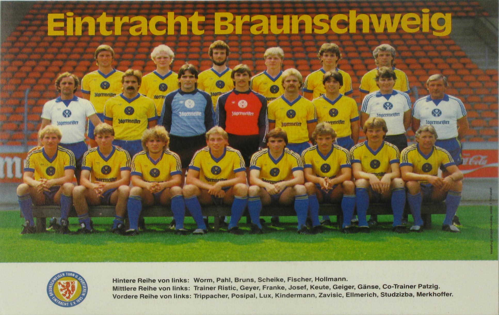   Mannschaftskarte Eintracht Braunschweig um 1984 