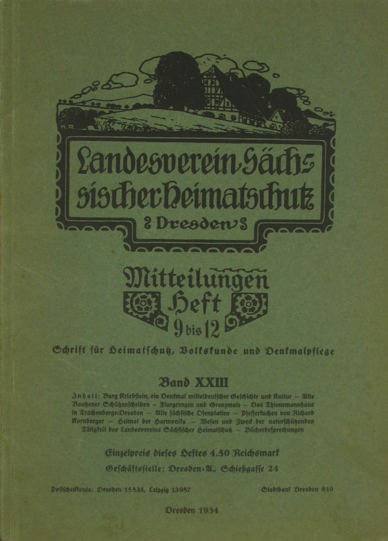 Autorenkollektiv:  Mitteilungen Band 23 (Heft 9 bis 12) aus 1934 