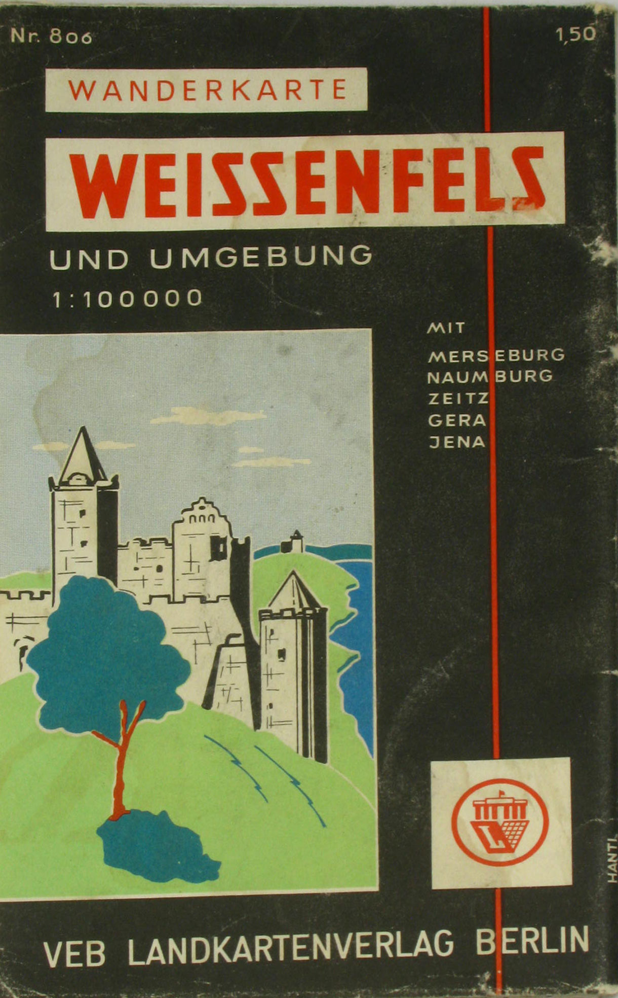   Wanderkarte Weissenfels und Umgebung mit Merseburg, Naumburg, Zeitz, Gera, Jena 