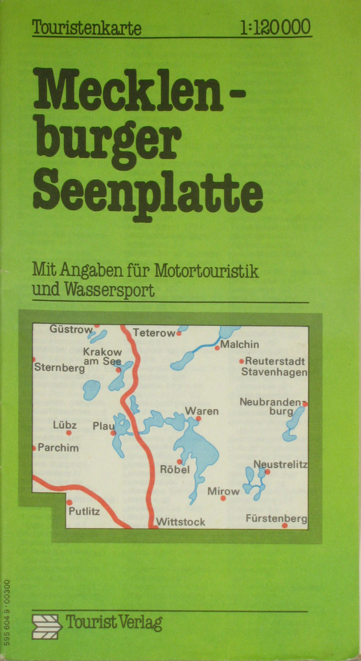   Touristenkarte Mecklenburger Seenplatte mit Angaben für Motortouristik und Wassersport 