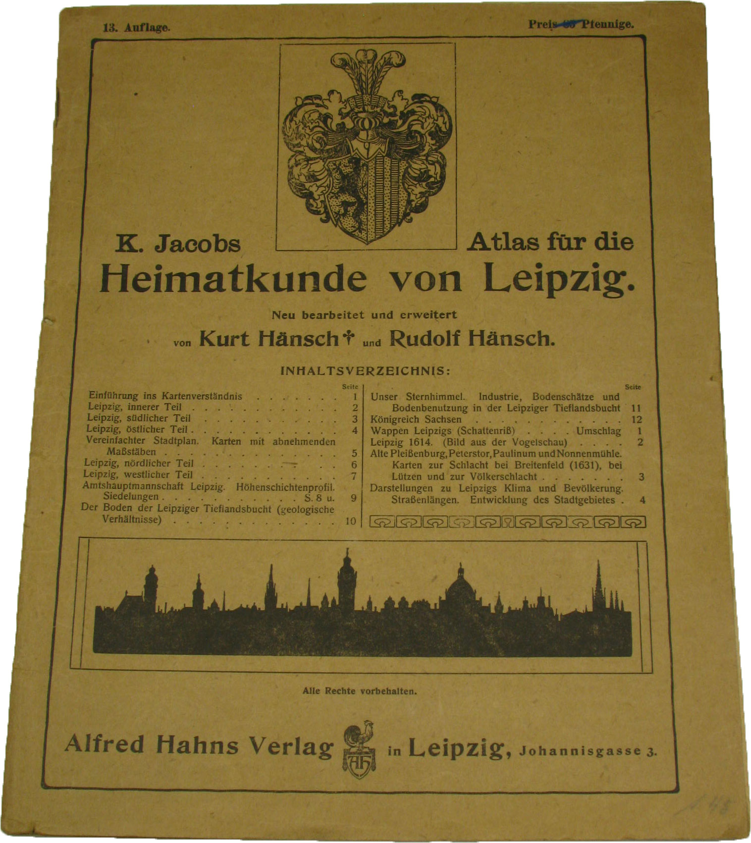 Hänsch, Kurt (Bearbeitung) und Rudolf Hänsch (Bearbeitung):  K. Jacobs Atlas für die Heimatkunde von Leipzig 