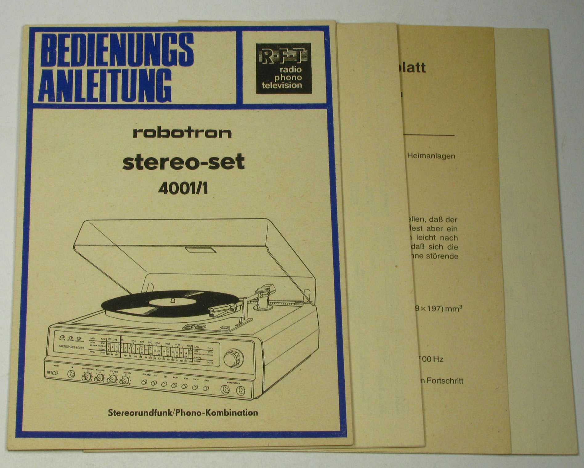   Bedienungsanleitung Robotron Stereo-Set 4001/1 