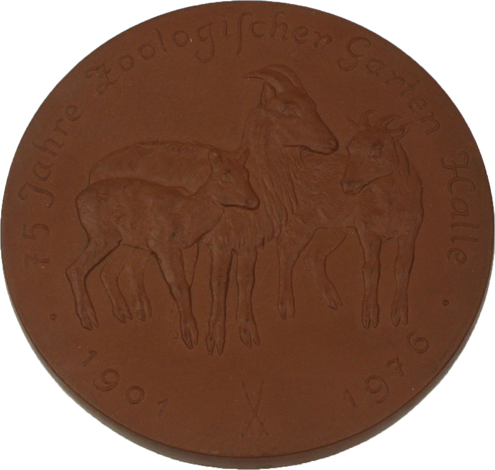   Porzellan-Medaille 75 Jahre Zoologischer Garten Halle 1901-1976 