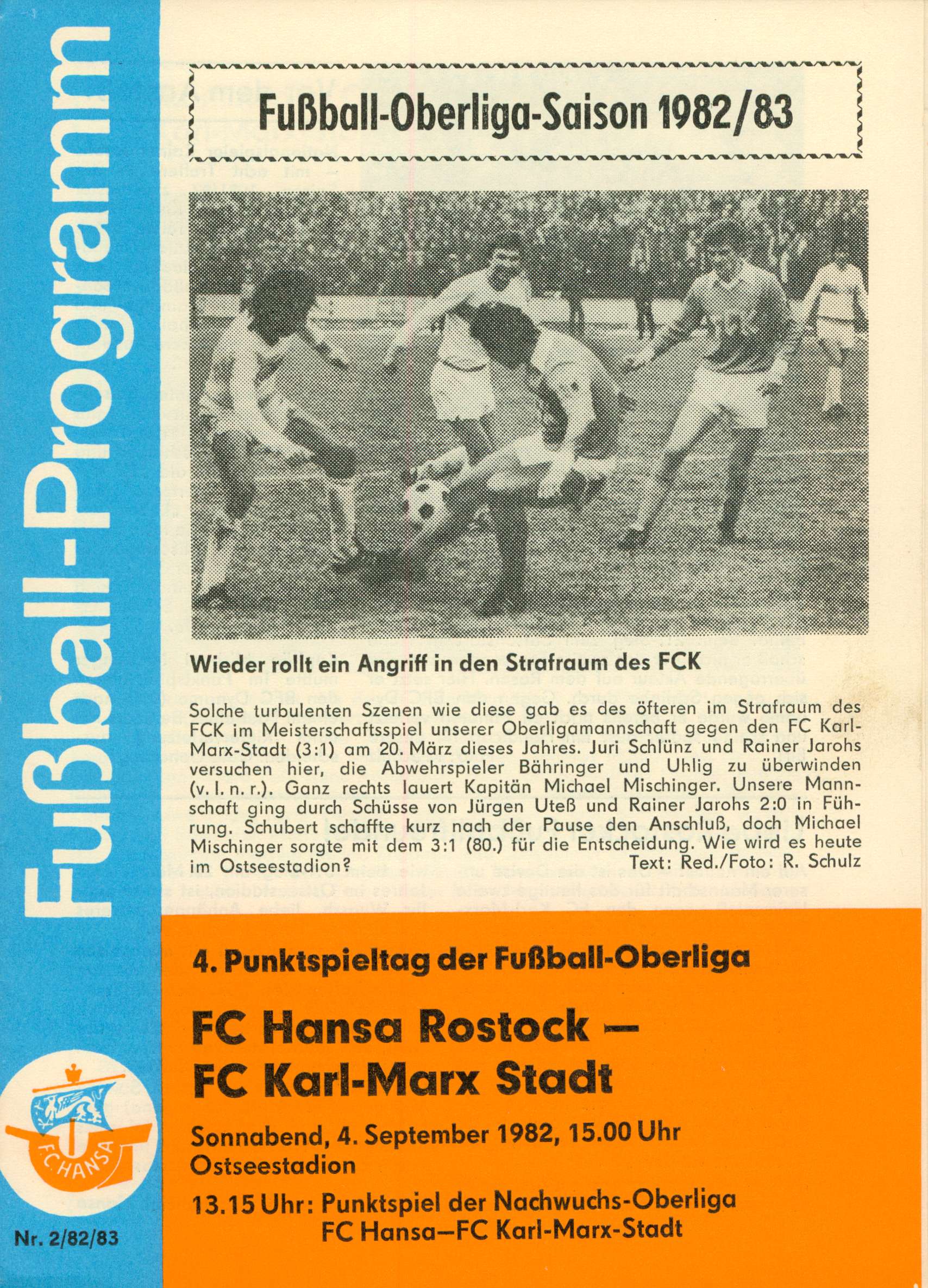   Prg. FC Hansa Rostock - FC Karl-Marx-Stadt 04.09.1982 