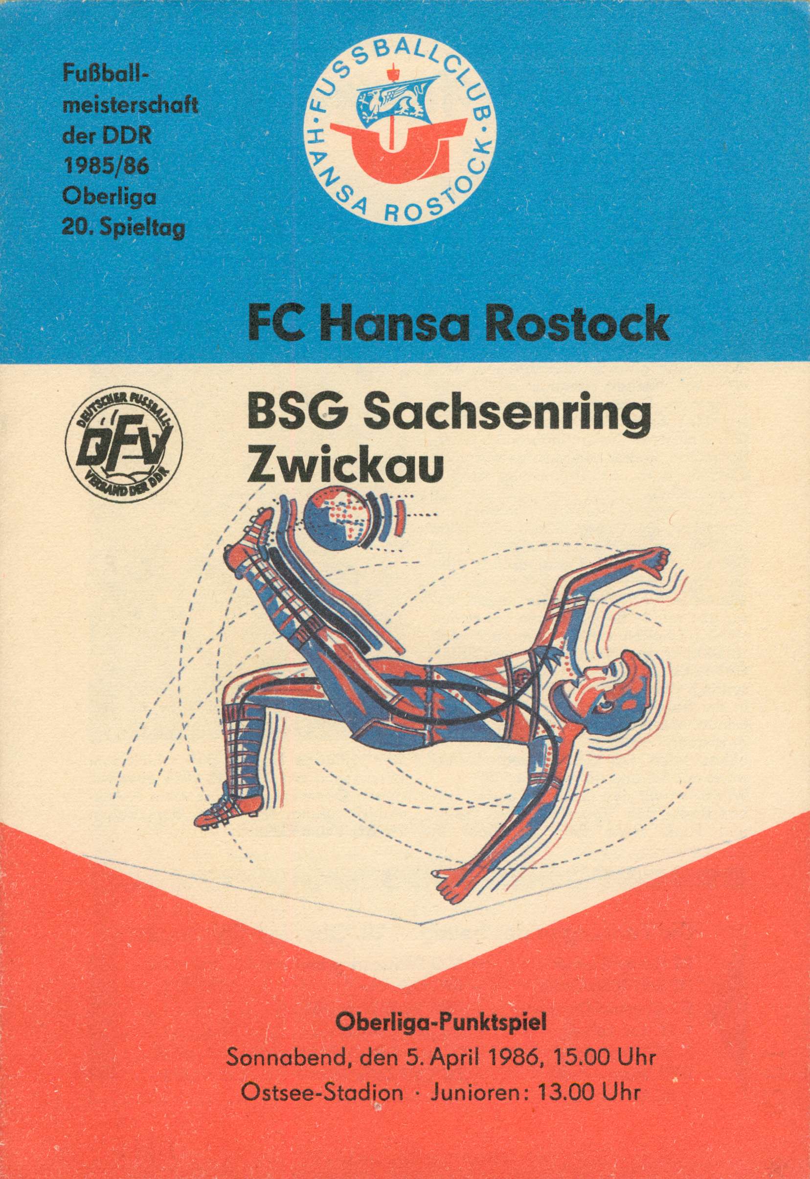   Prg. FC Hansa Rostock - BSG Sachsenring Zwickau 05.04.1986 