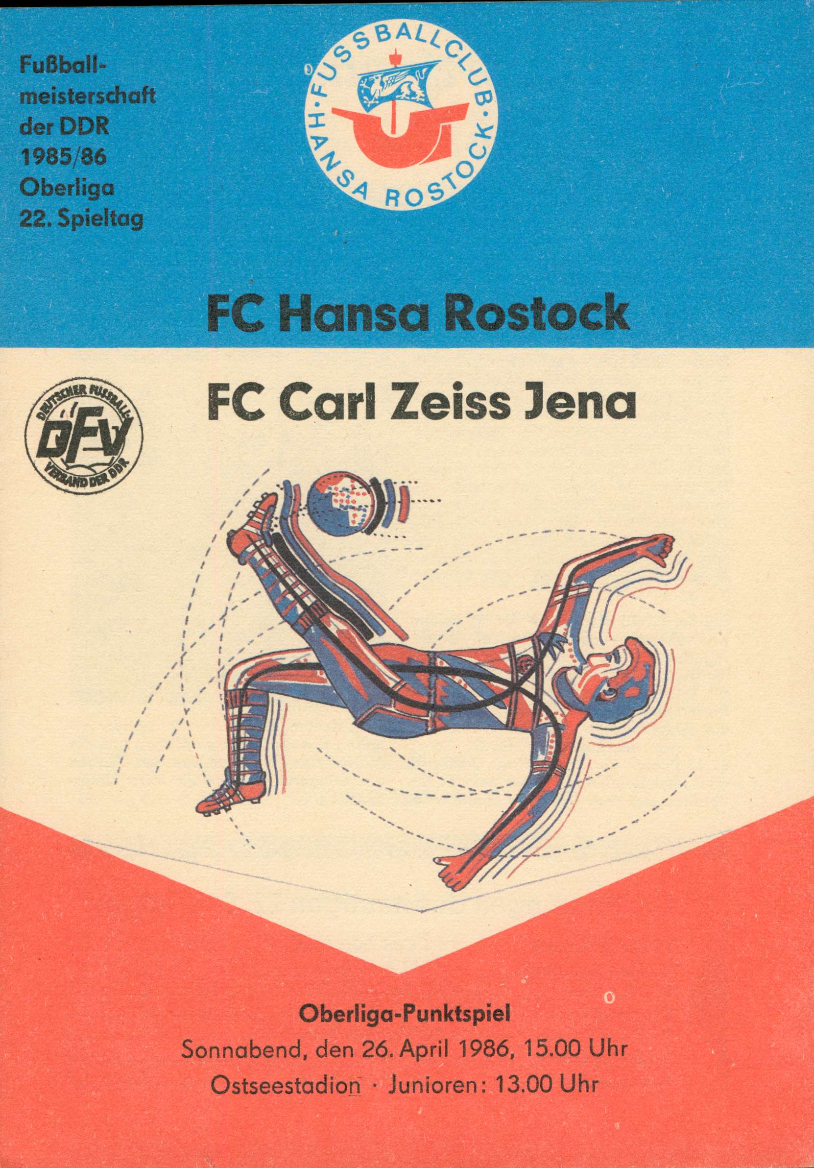   Prg. FC Hansa Rostock - FC Carl Zeiss Jena 26.04.1986 