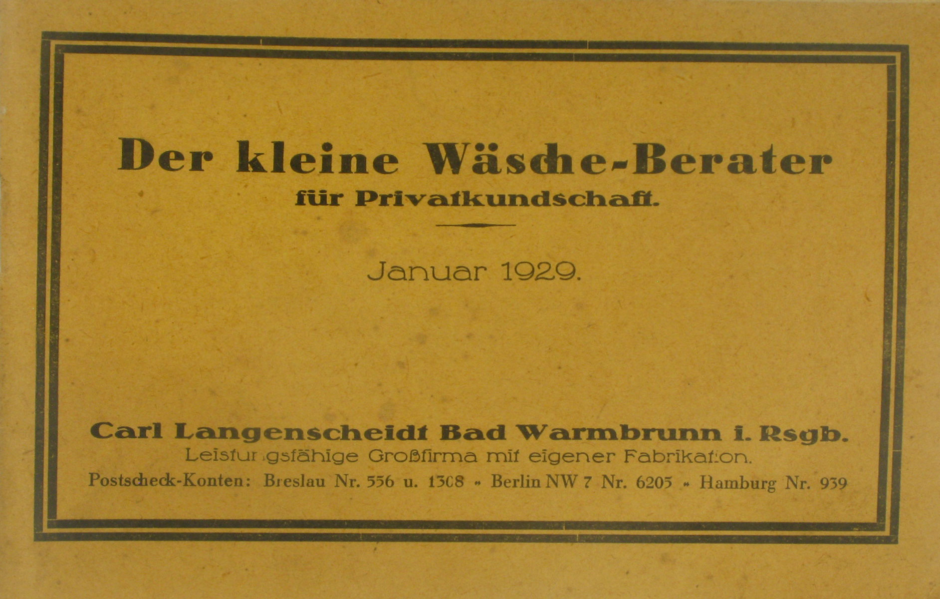   Der kleine Wäsche-Berater für Privatkundschaft (Januar 1929) 