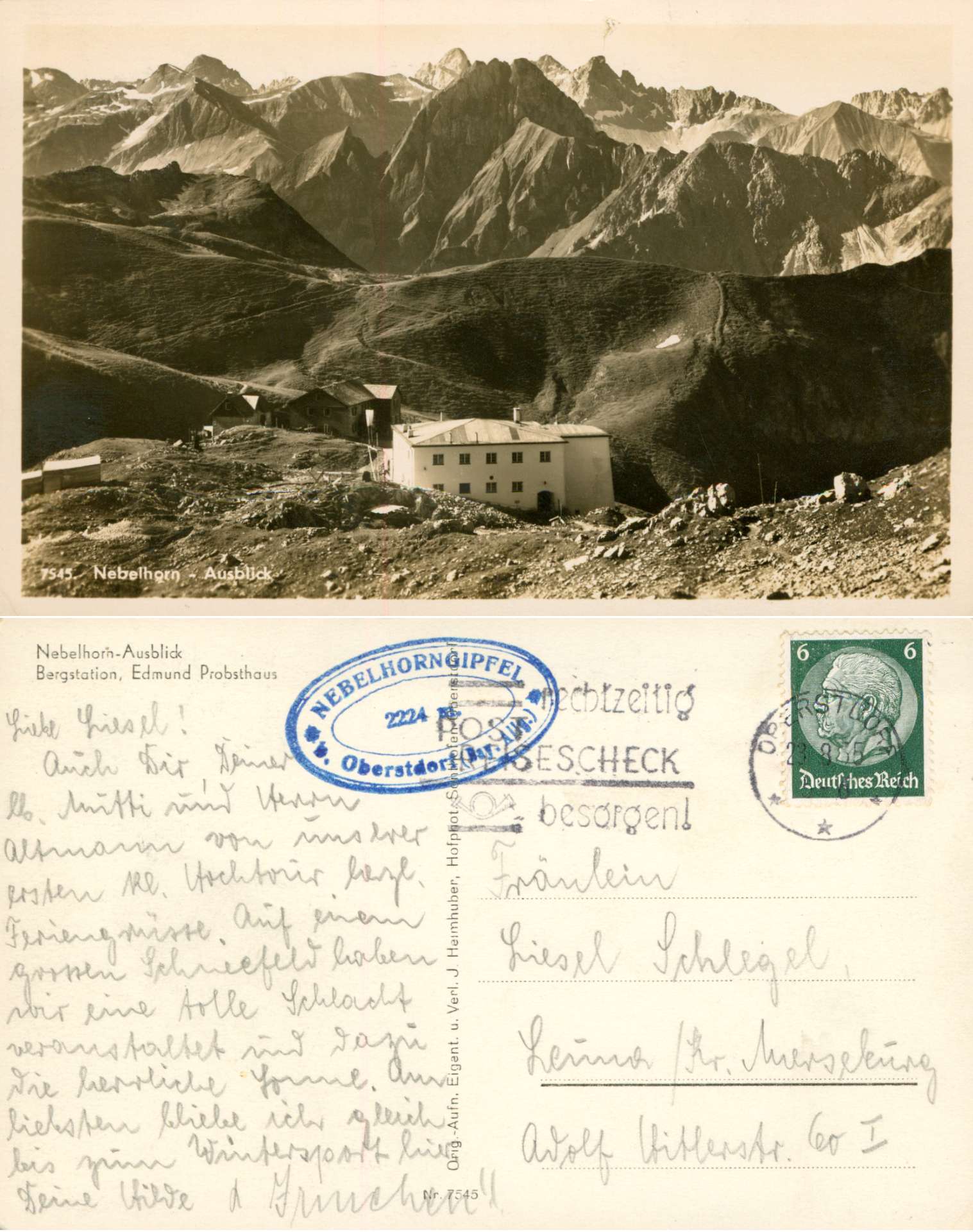   AK Nebelhorn-Ausblick - Bergstation, Edmund Probsthaus 