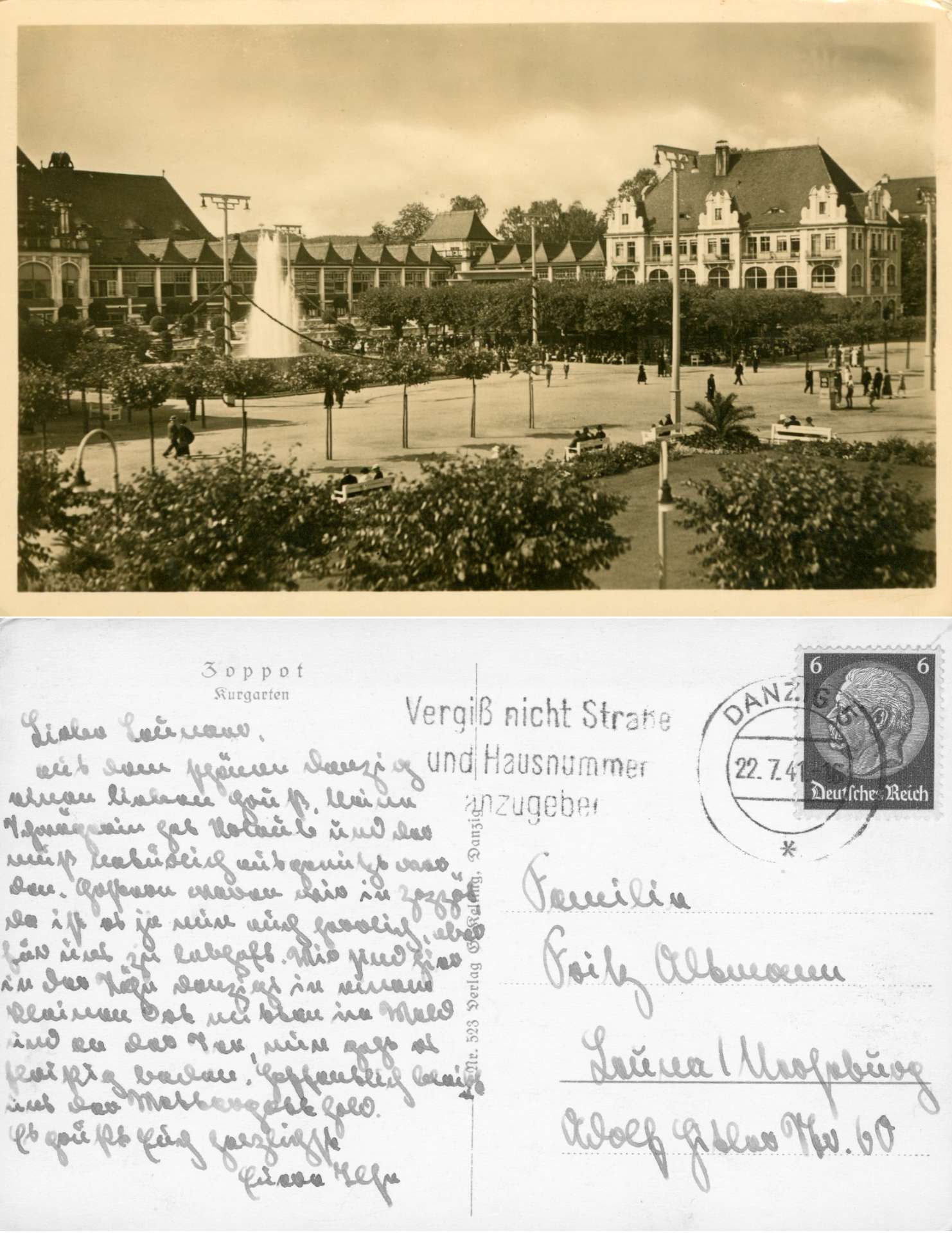   AK Ostseebad Zoppot - Kurgarten (Nr. 523) 