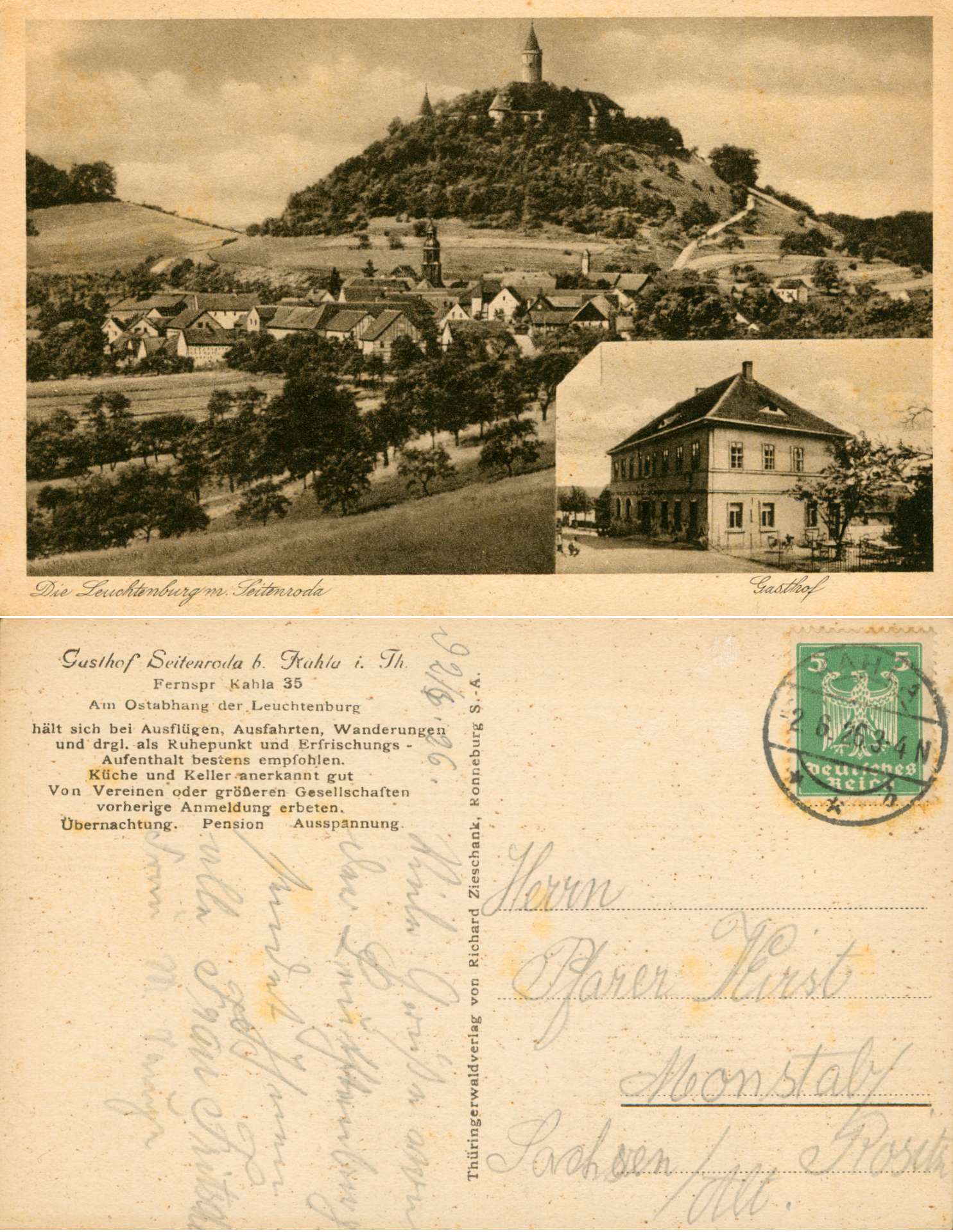   AK Die Leuchtenburg m. Seitenroda - Gasthof Seitenroda b. Kahla i. Th. 