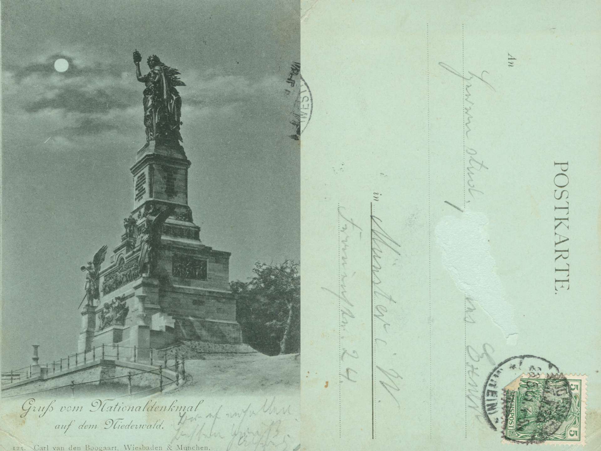   AK Gruß vom Nationaldenkmal auf dem Niederwald 