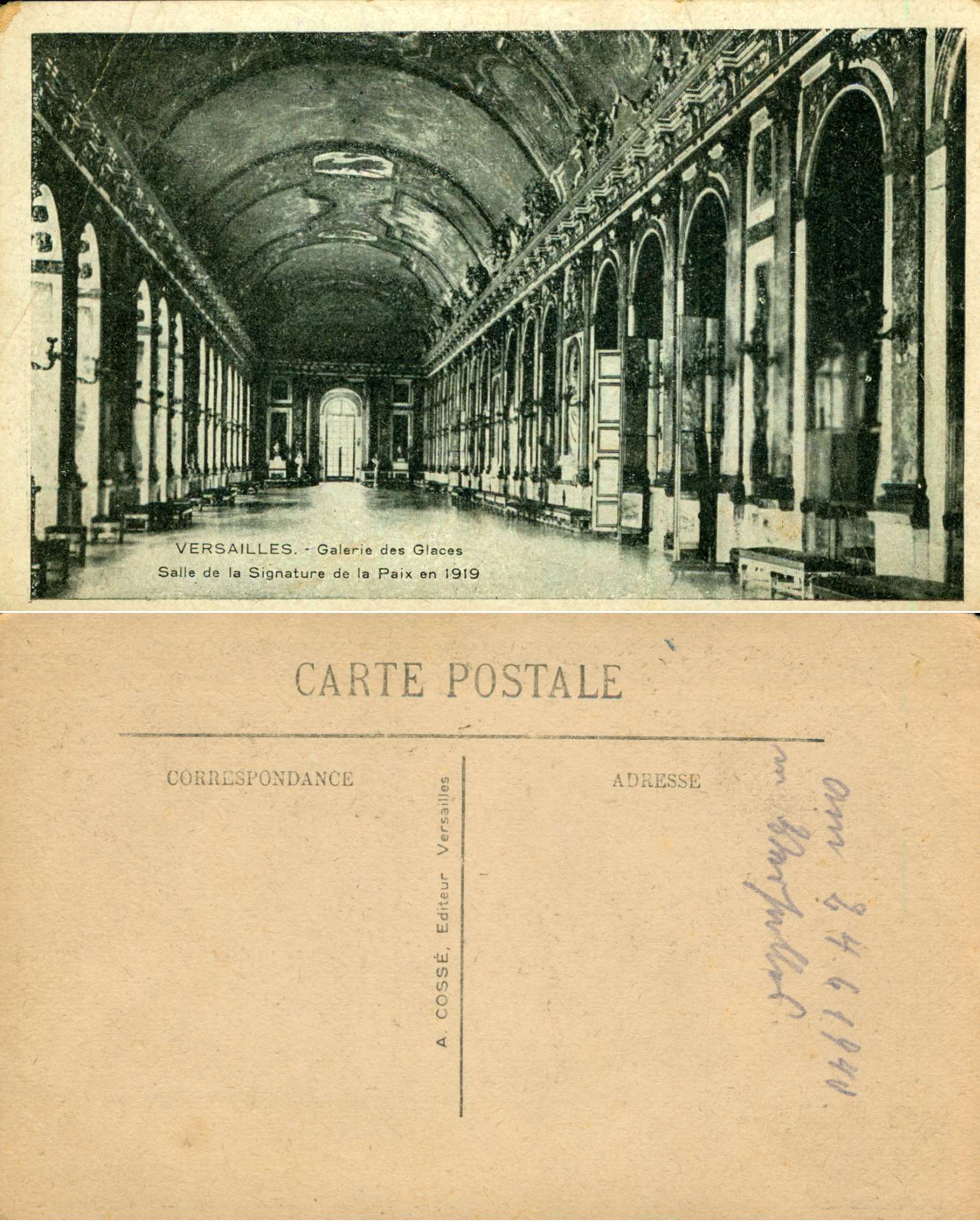   AK Versailles - Galerie des Glaces - Salle de la Signature de la Paix en 1919 