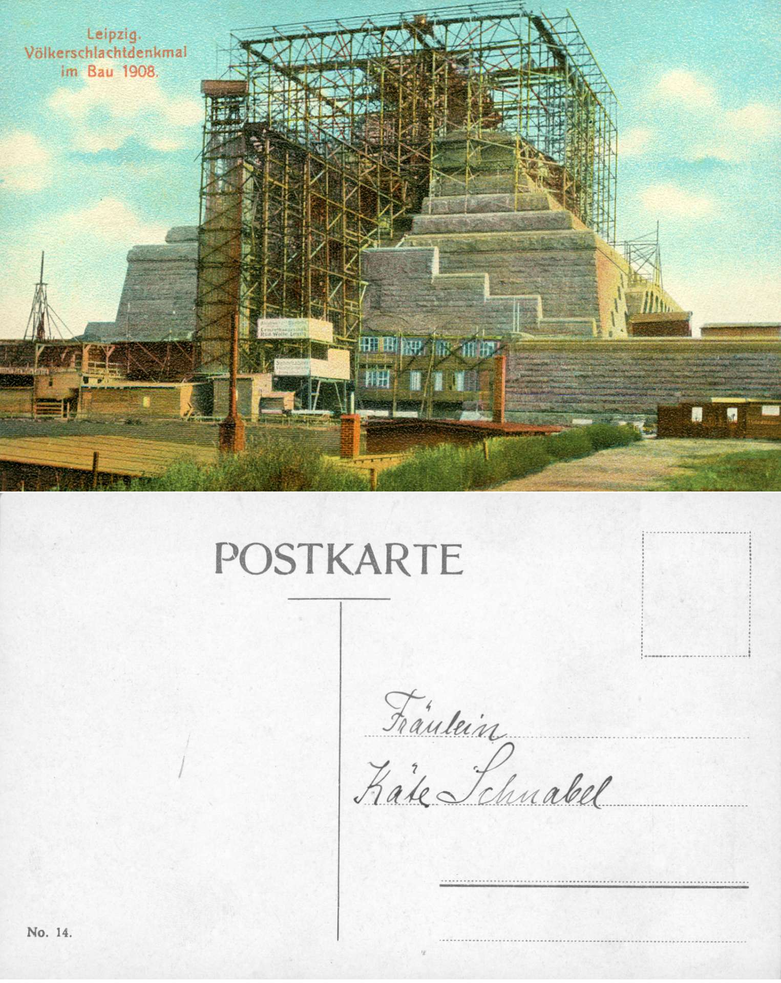   AK Leipzig - Völkerschlachtdenkmal im Bau 1908 (Nr. 14) 