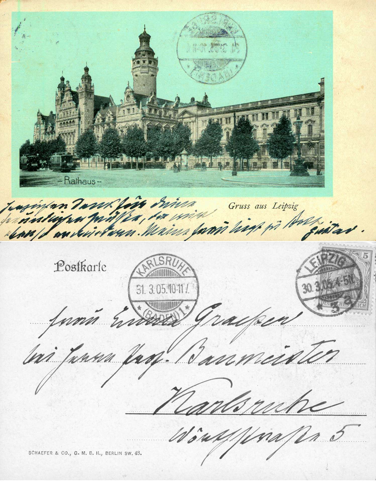   AK Gruss aus Leipzig - Rathaus 