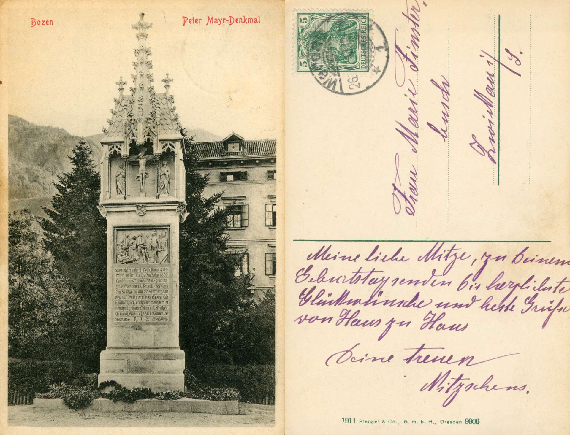   AK Bozen - Peter Mayr-Denkmal 