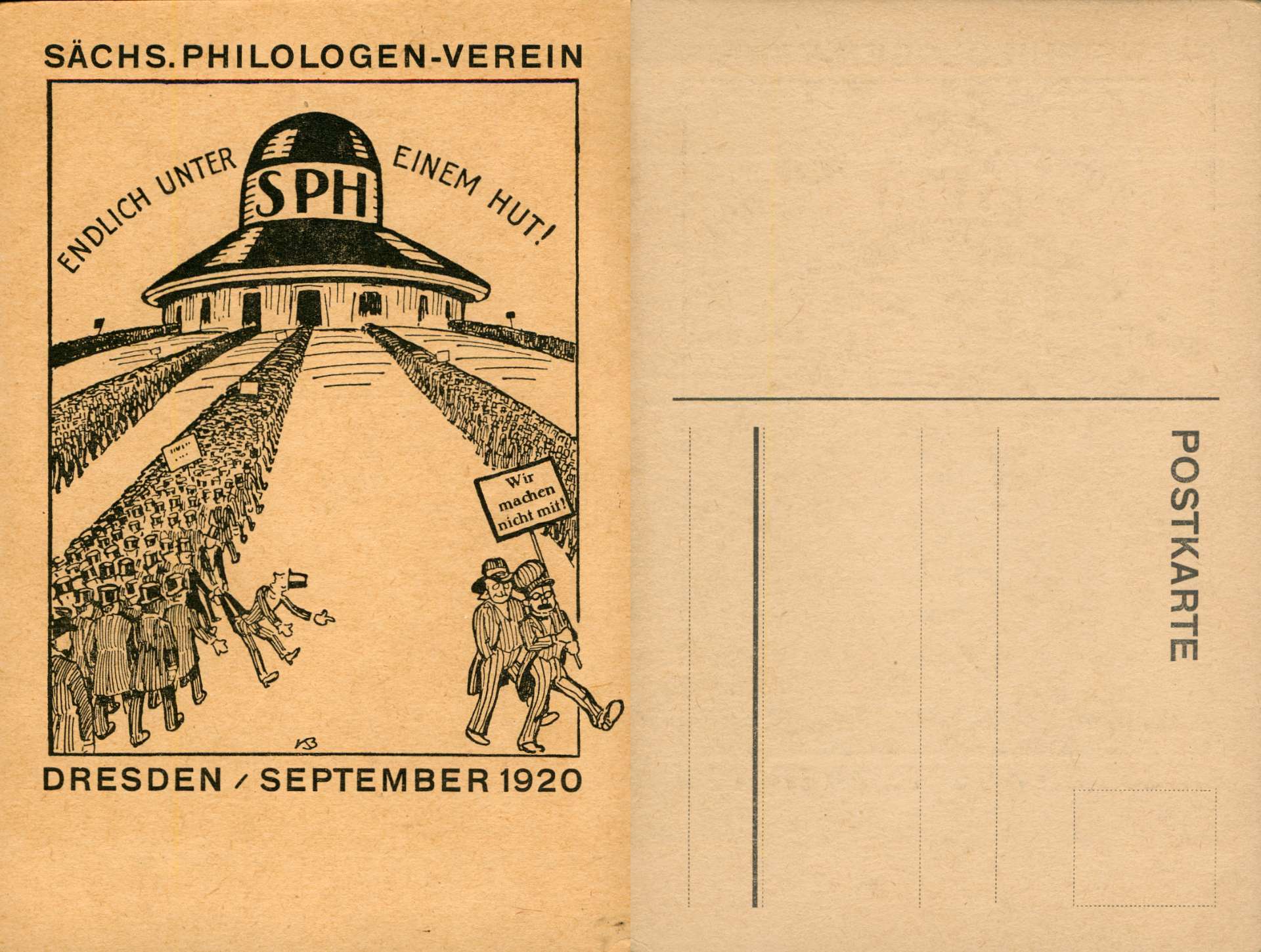   AK Sächsischer Philologen-Verein Dresden / September 1920 - Endlich unter einem Hut SPH! 