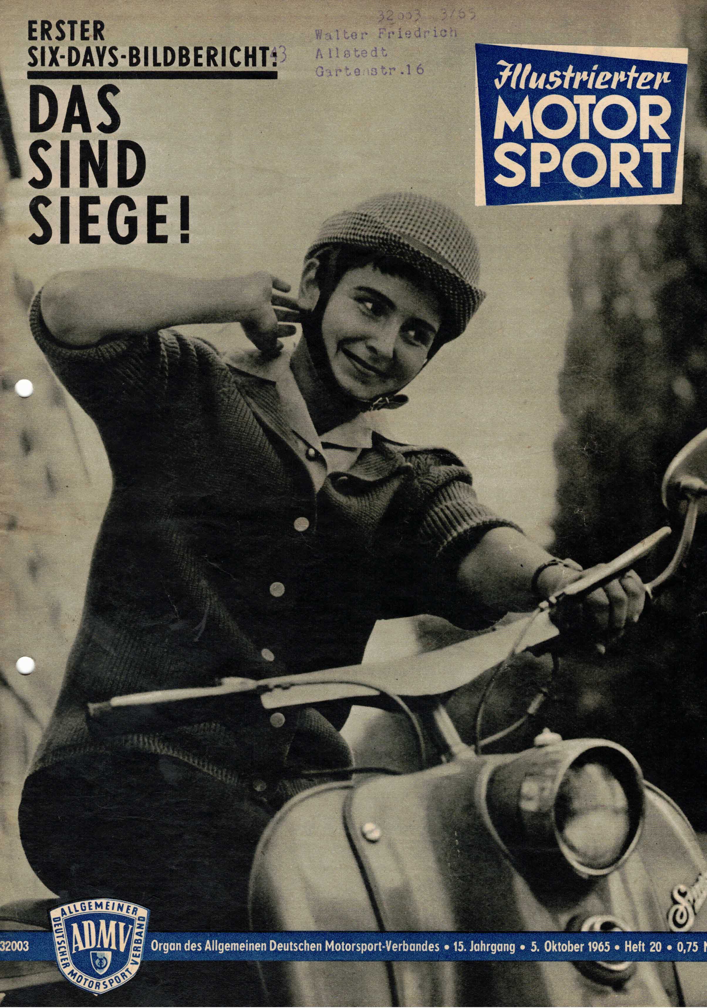 ADMV der DDR (Hrsg.):  Illustrierter Motorsport Heft 20 vom 5. Oktober 1965 