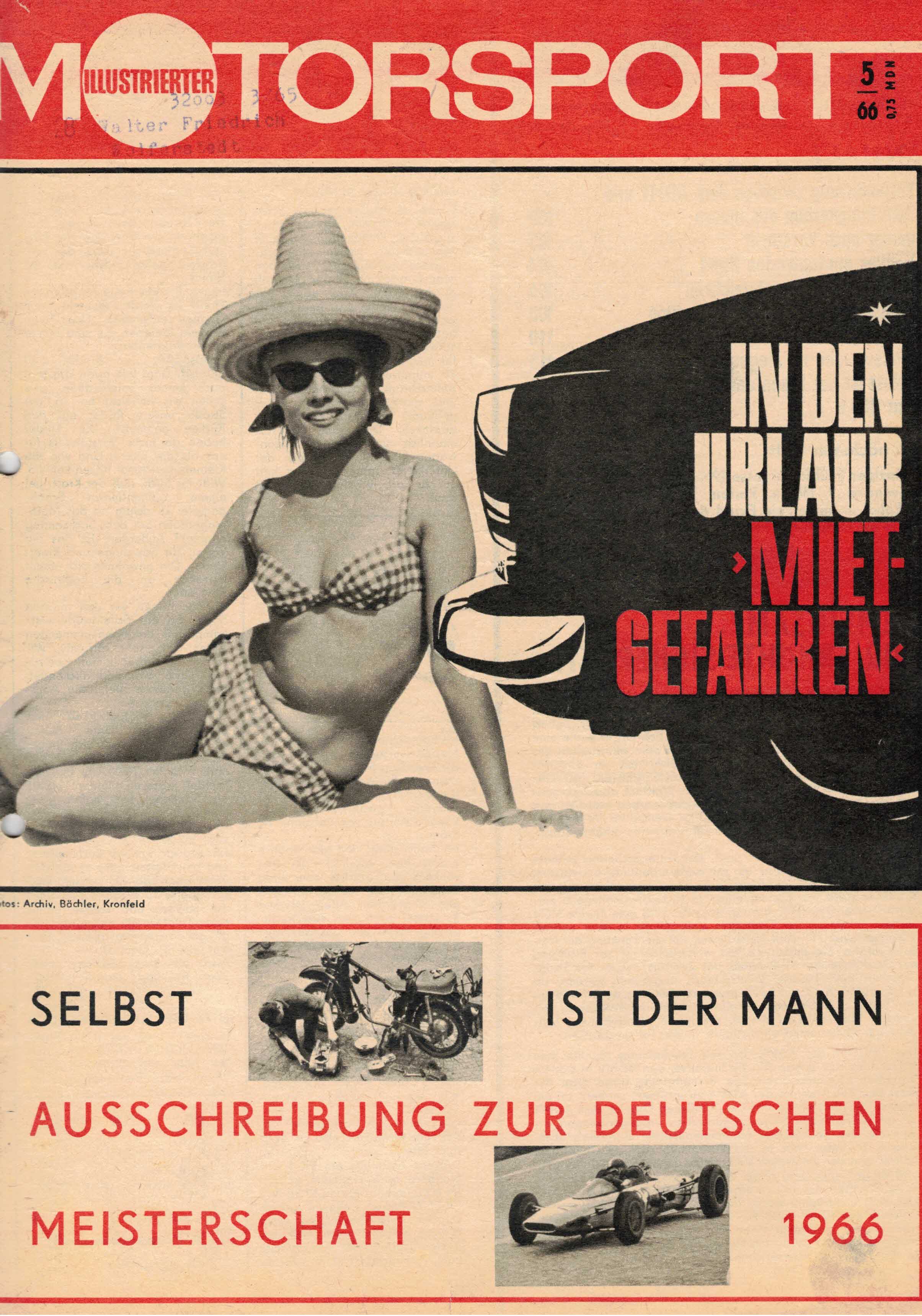 ADMV der DDR (Hrsg.):  Illustrierter Motorsport Heft 5/66. In den Urlaub -Mietgefahren- 