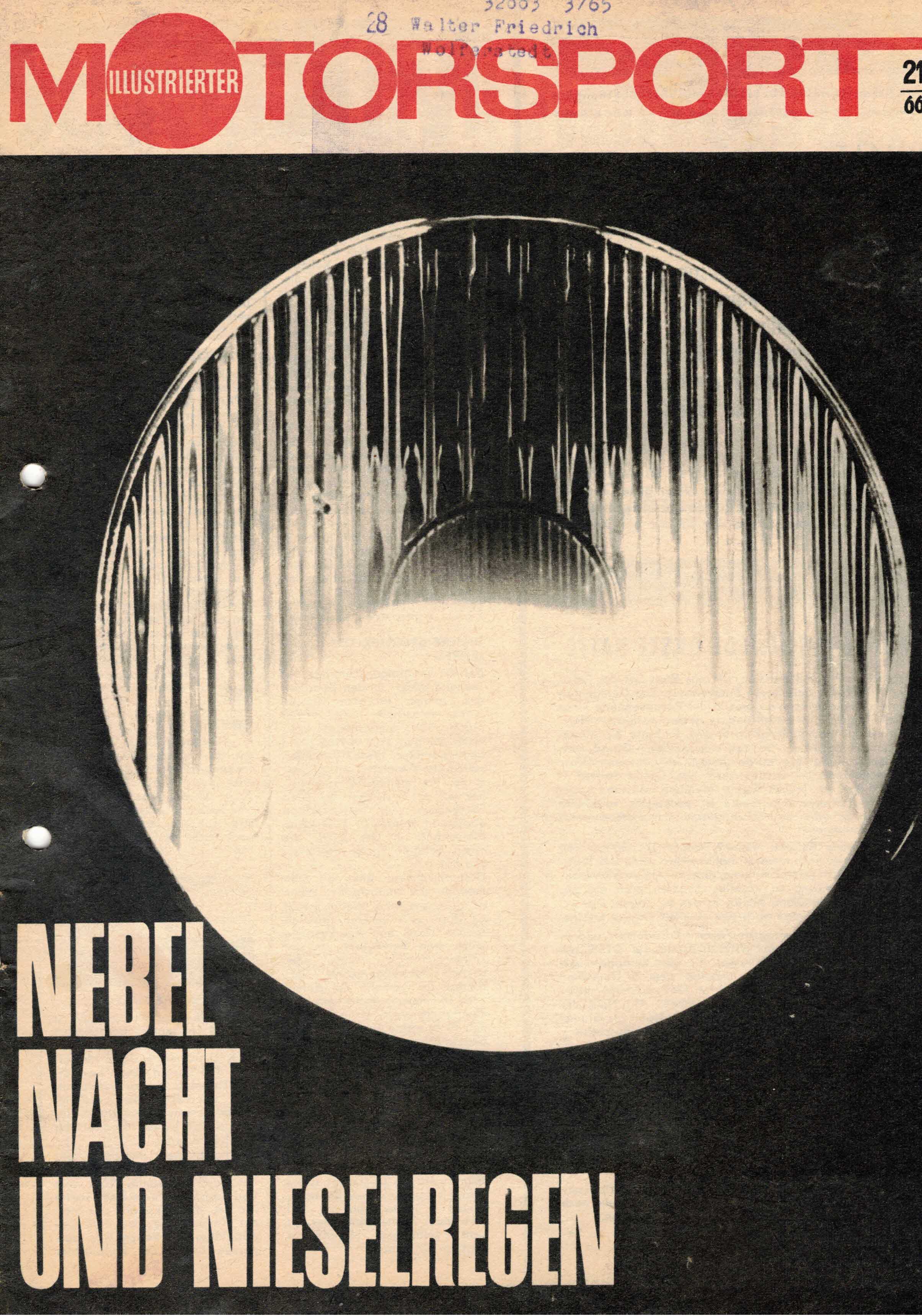 ADMV der DDR (Hrsg.):  Illustrierter Motorsport Heft 21/66. Nebel, Nacht und Nieselregen. 