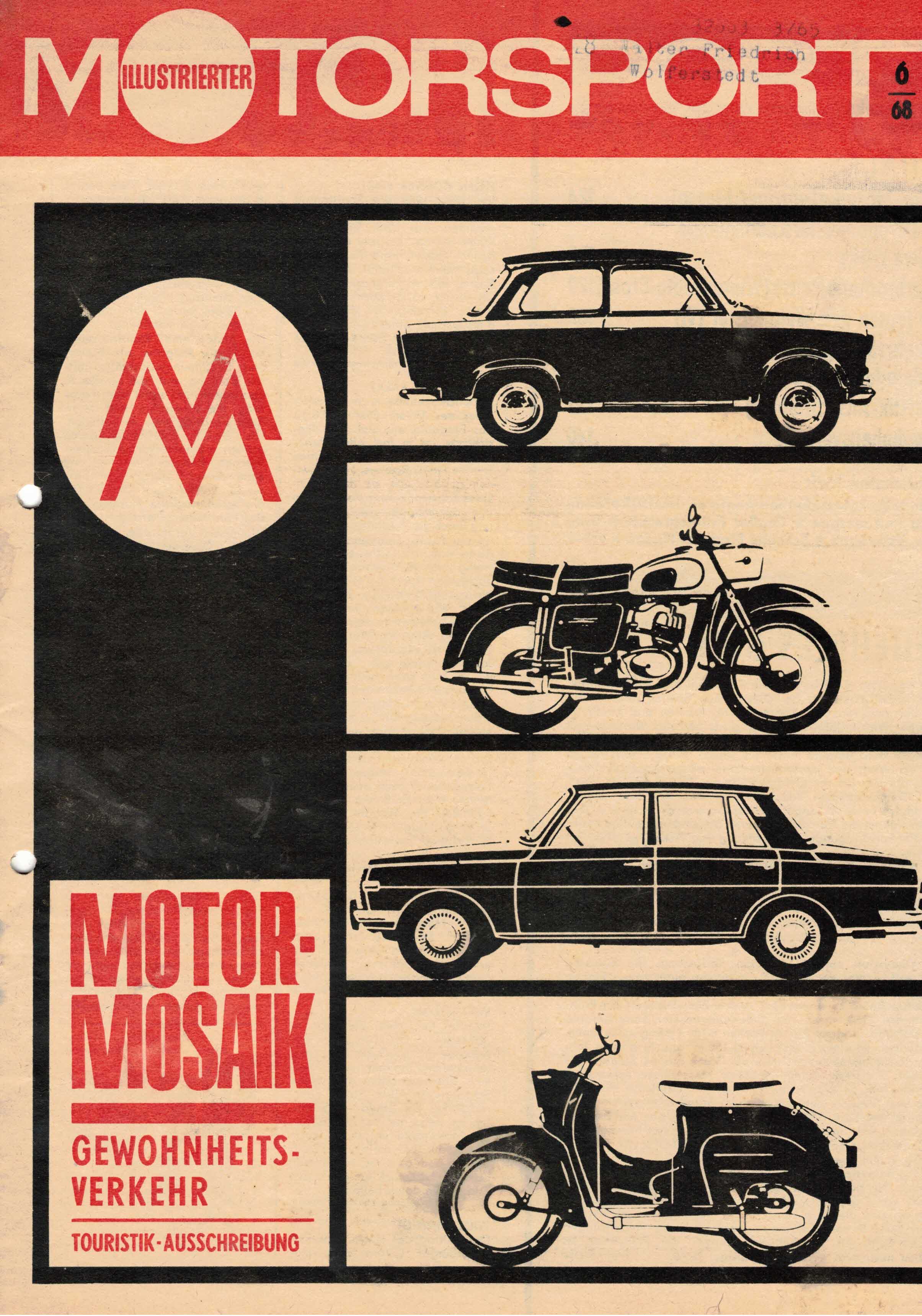 ADMV der DDR (Hrsg.):  Illustrierter Motorsport Heft 6/68. Motor-Mosaik. 