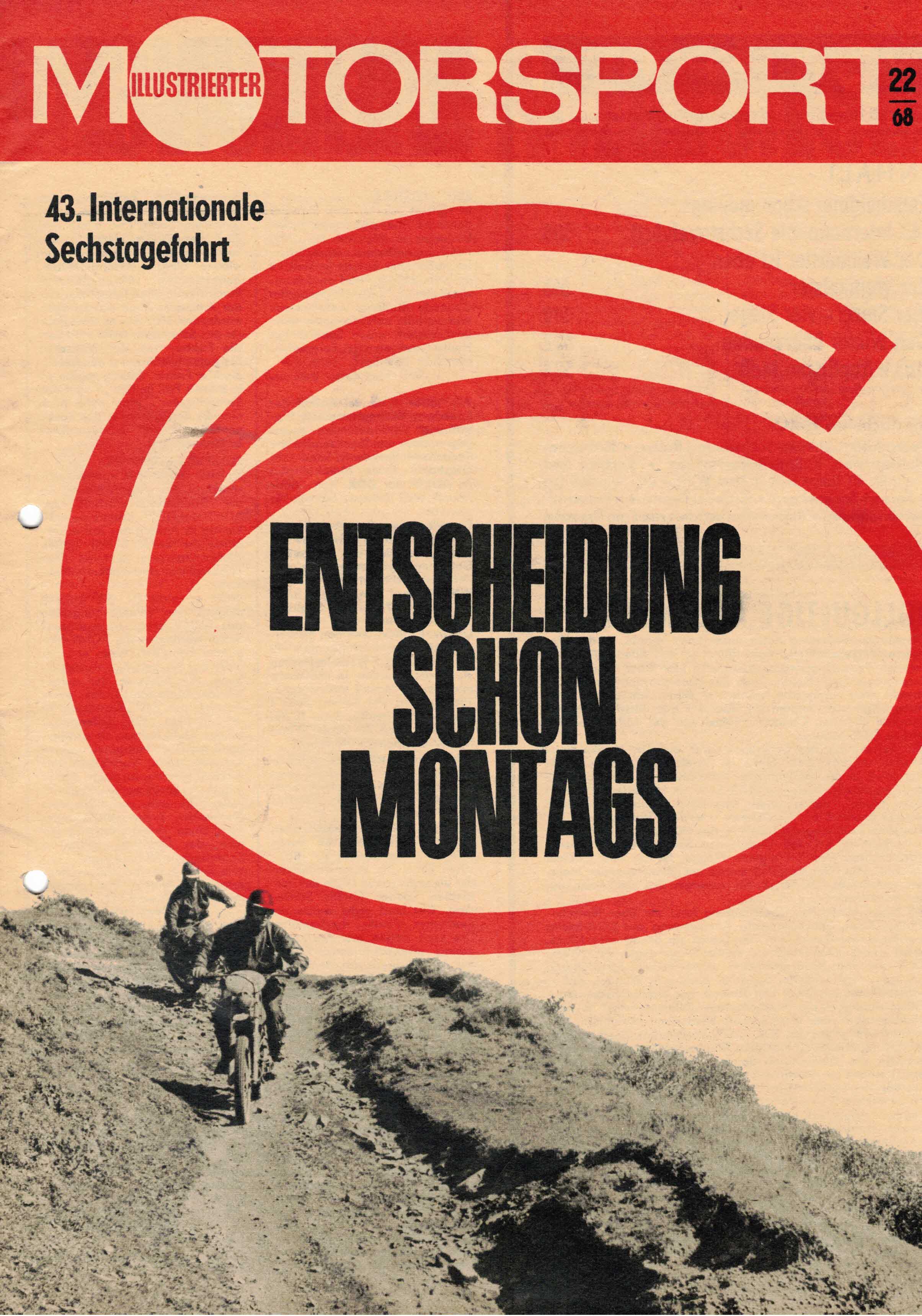 ADMV der DDR (Hrsg.):  Illustrierter Motorsport Heft 22/68. 43. Internationale Sechstagefahrt. Entscheidung schon montags. 