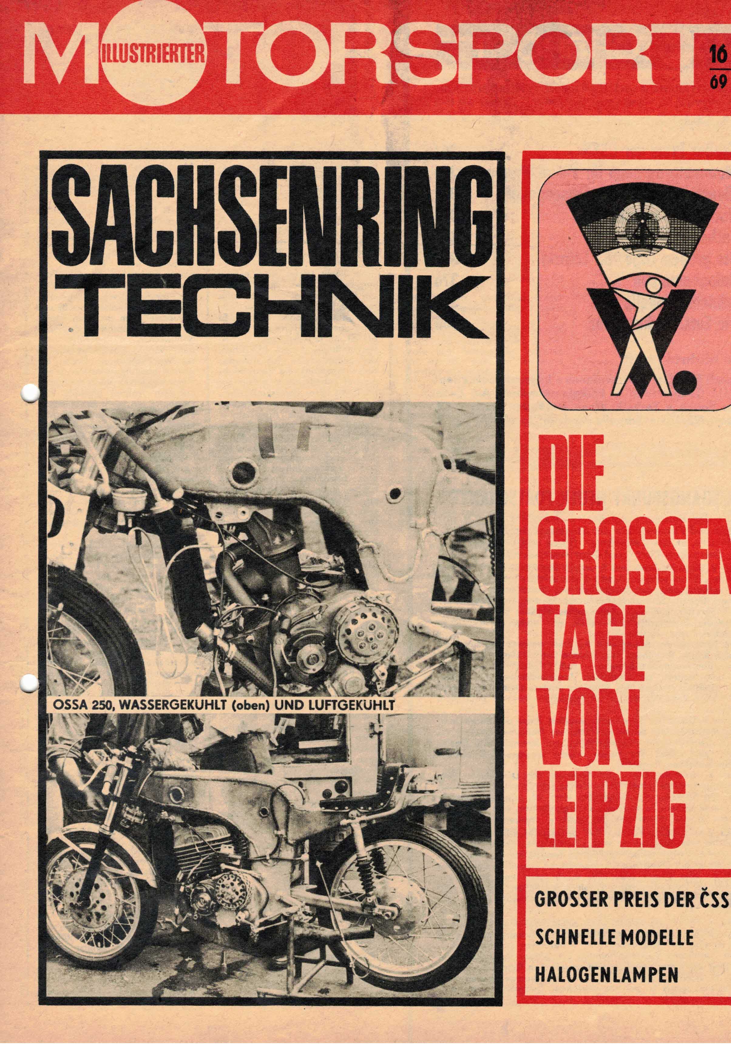 ADMV der DDR (Hrsg.):  Illustrierter Motorsport Heft 16/69. Sachsenring Technik / Die großen Tage von Leipzig. 