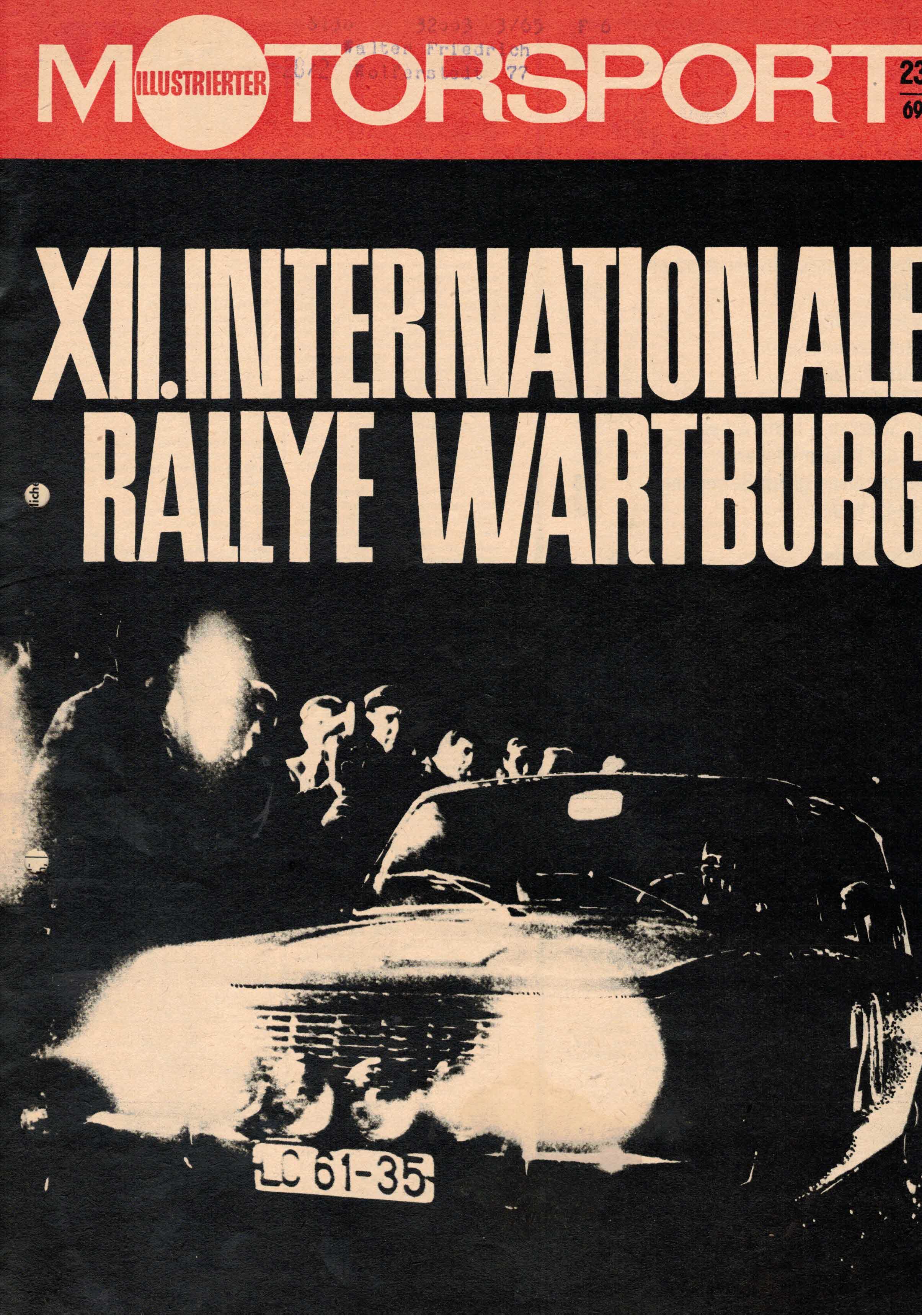 ADMV der DDR (Hrsg.):  Illustrierter Motorsport Heft 23/69. XII. Internationale Rallye Wartburg. 