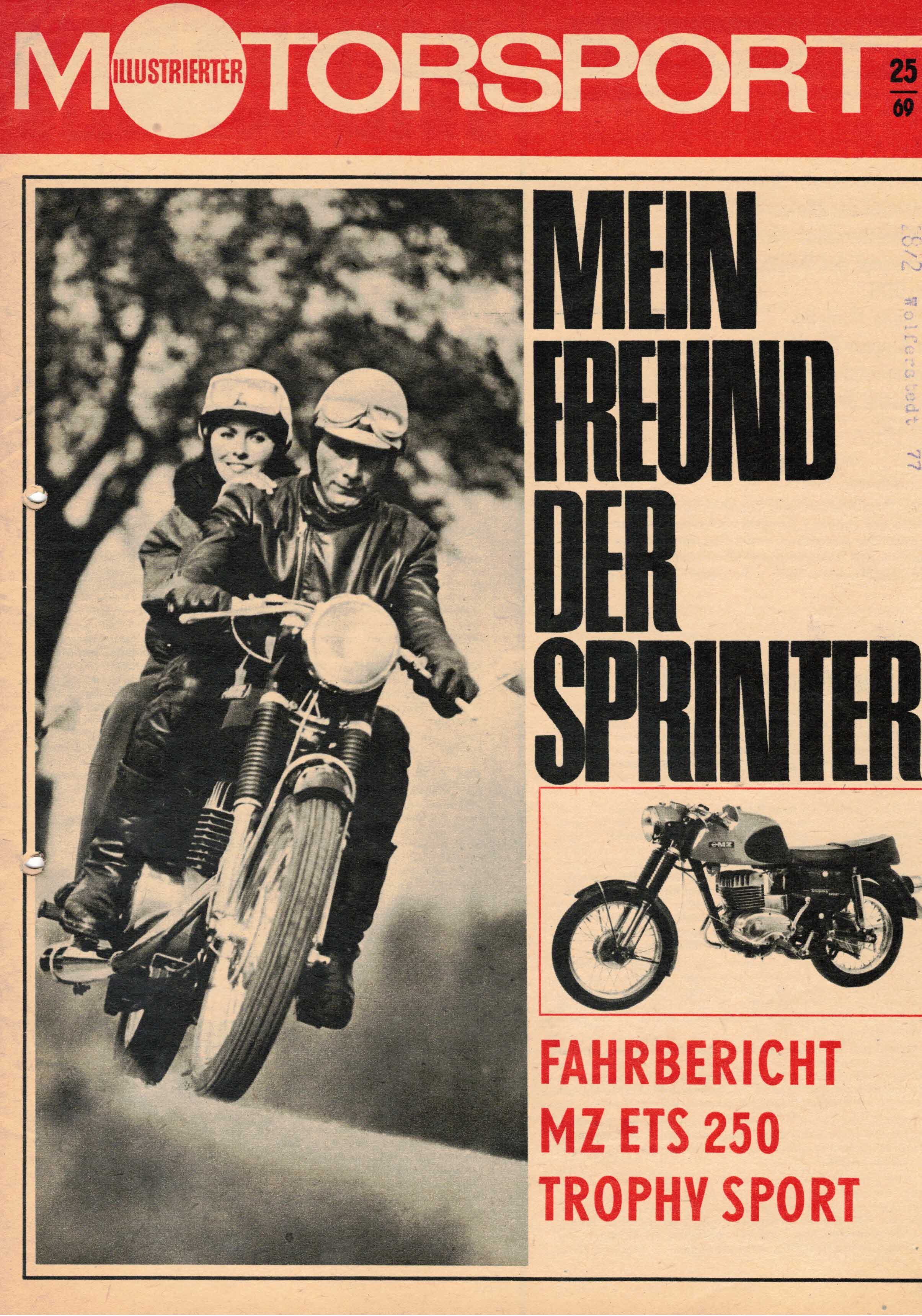 ADMV der DDR (Hrsg.):  Illustrierter Motorsport Heft 25/69. Mein Freund der Sprinter. 