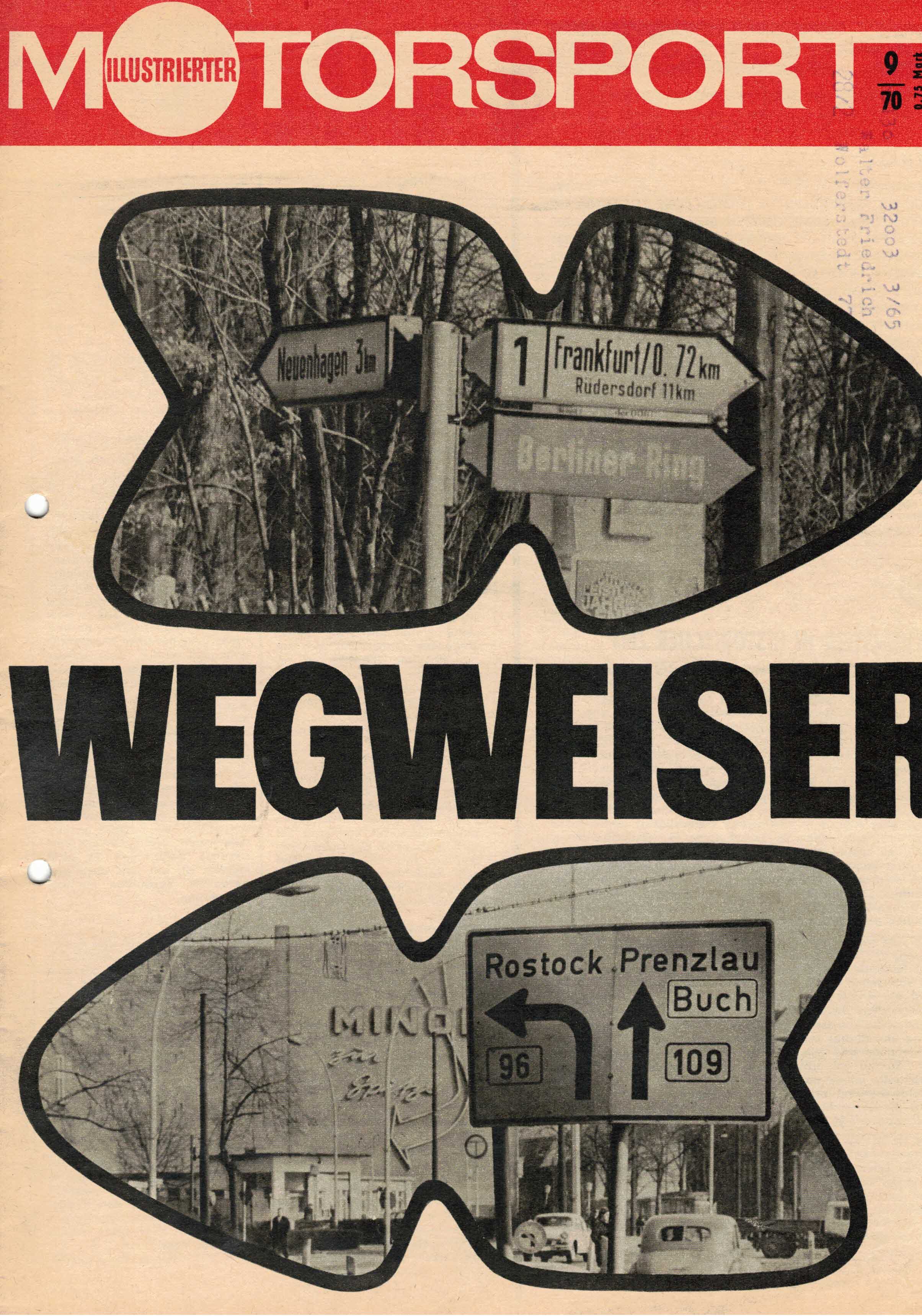 ADMV der DDR (Hrsg.):  Illustrierter Motorsport Heft 9/70. Wegweiser. 