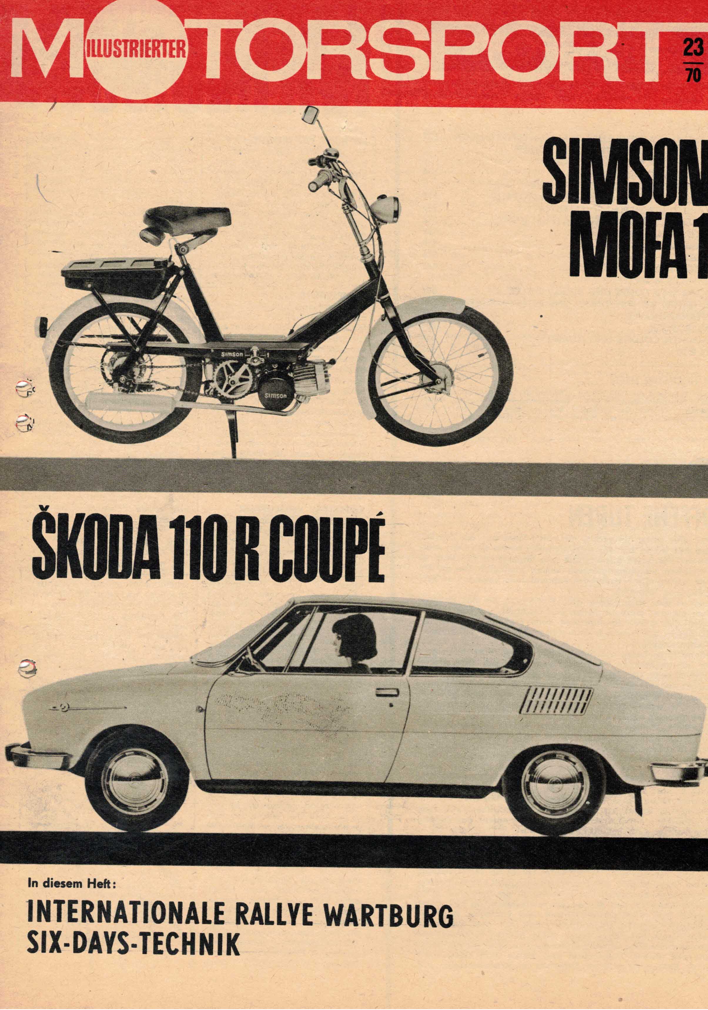 ADMV der DDR (Hrsg.):  Illustrierter Motorsport Heft 23/70. Simson Mofa 1. 